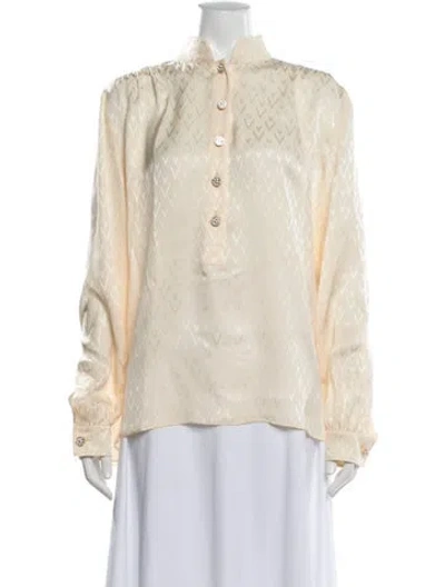 Pre-owned Valentino Silk Patterned Blouse In Neutral