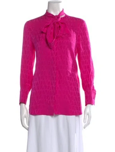 Pre-owned Valentino Silk Patterned Blouse In Pink