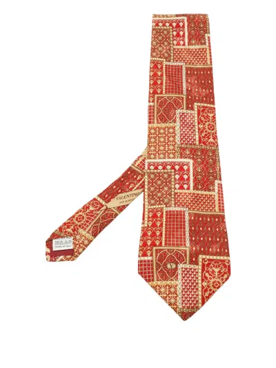 Pre-owned Valentino Garavani Silk Patterned Tie In Red
