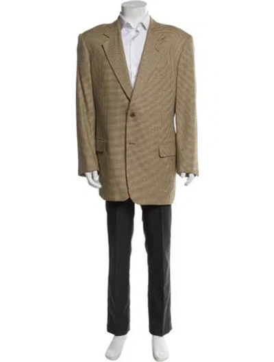 Pre-owned Valentino Silk Plaid Print Blazer In Neutral