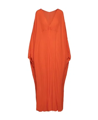 Valentino Silk Pleated Dress In Red