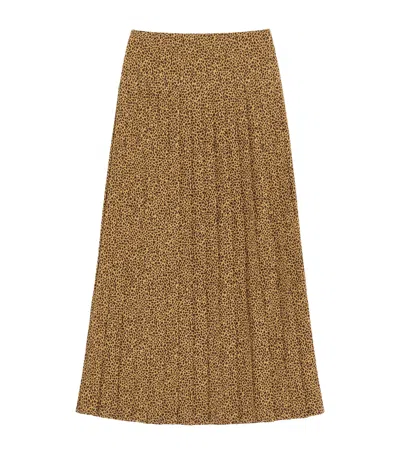 Valentino Silk Pleated Maxi Skirt In Beige