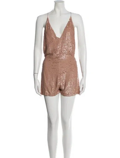 Pre-owned Valentino Silk Plunge Neckline Romper In Pink