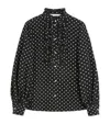 Valentino Silk Polka-dot Blouse In Black
