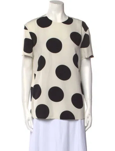 Pre-owned Valentino Silk Polka Dot Print Blouse In White