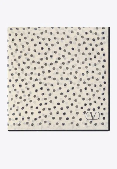 Valentino Garavani Silk Polka Dot Scarf Women In White