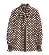 Valentino Twill Shirt With Plus De Pois Print In Brown