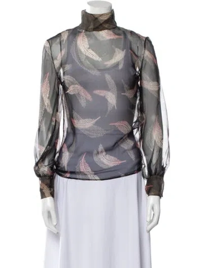 Pre-owned Valentino Silk Printed Blouse In Black