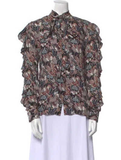 Pre-owned Valentino Silk Printed Blouse In Black