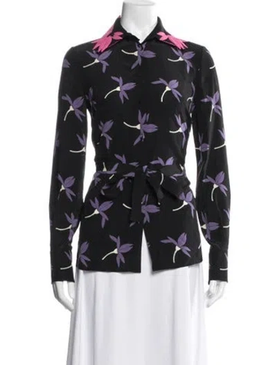 Pre-owned Valentino Silk Printed Blouse In Black