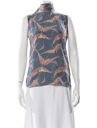 Pre-owned Valentino Silk Printed Blouse In Blue