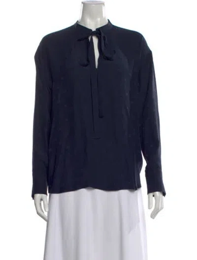Pre-owned Valentino Silk Printed Blouse In Blue