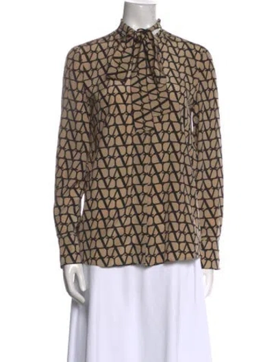 Pre-owned Valentino Silk Printed Blouse In Brown