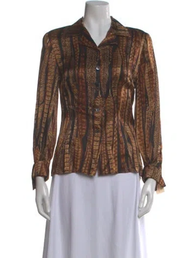 Pre-owned Valentino Silk Printed Blouse In Brown