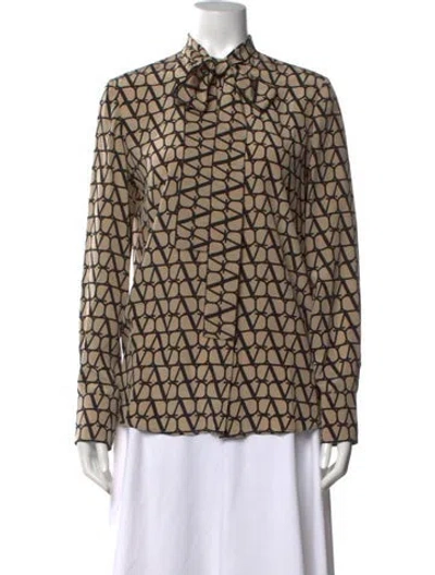 Pre-owned Valentino Silk Printed Blouse In Brown