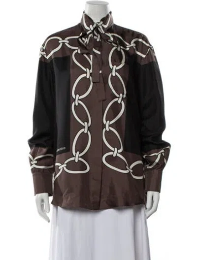 Pre-owned Valentino Silk Printed Blouse In Brown