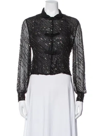 Pre-owned Valentino Silk Printed Blouse In Gray