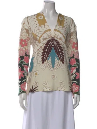 Pre-owned Valentino Silk Printed Blouse In Neutral