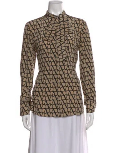 Pre-owned Valentino Silk Printed Blouse In Neutral