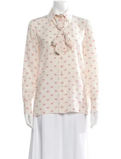 Pre-owned Valentino Silk Printed Blouse In Neutrals