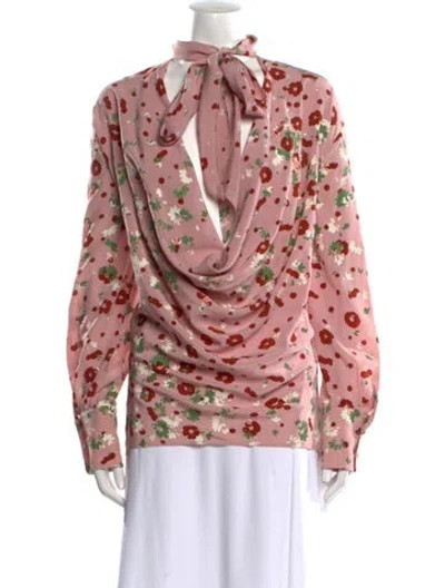 Pre-owned Valentino Silk Printed Blouse In Pink