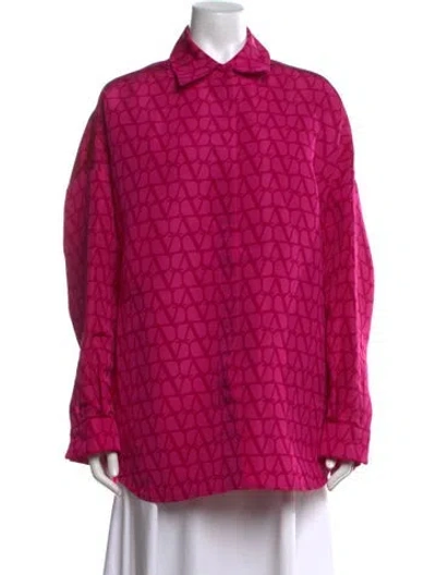 Pre-owned Valentino Silk Printed Blouse In Pink