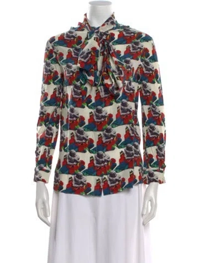 Pre-owned Valentino Silk Printed Blouse In Red