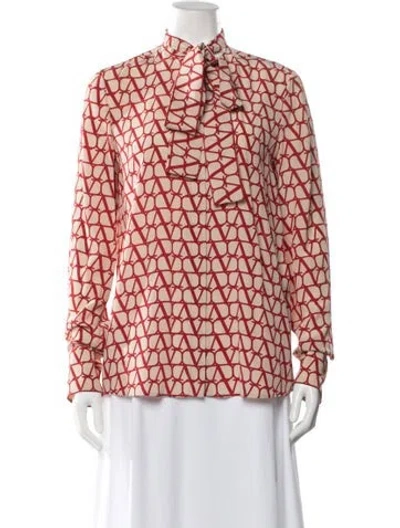 Pre-owned Valentino Silk Printed Blouse In Red