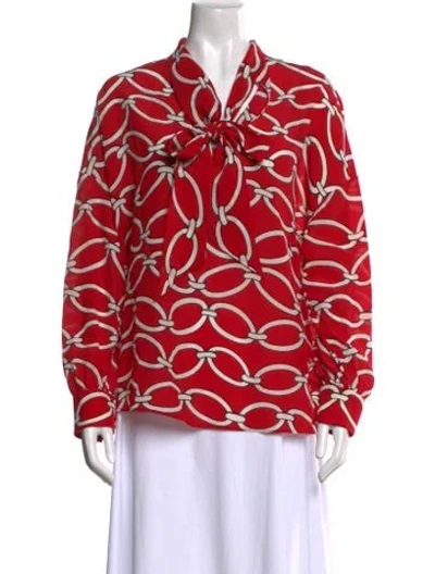 Pre-owned Valentino Silk Printed Blouse W/ Tags In Red