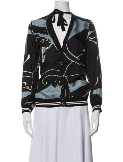 Pre-owned Valentino Silk Printed Jacket In Black