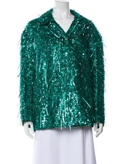 Pre-owned Valentino Silk Printed Jacket In Green