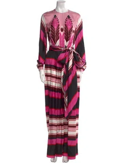 Pre-owned Valentino Silk Printed Jumpsuit In Pink