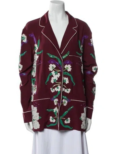 Pre-owned Valentino Silk Printed Pajamas In Burgundy