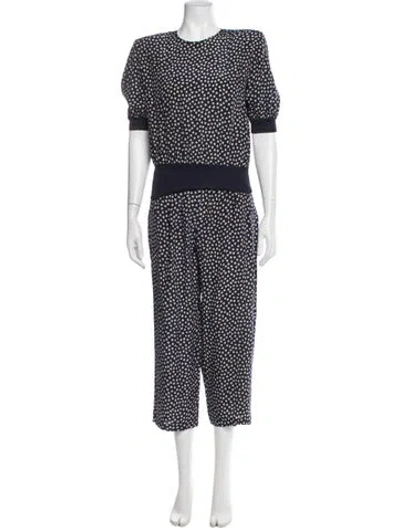 Pre-owned Valentino Silk Printed Pant Set In Blue
