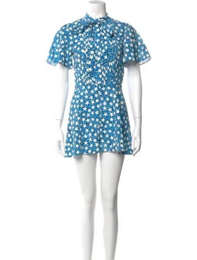 Pre-owned Valentino Silk Printed Romper In Blue