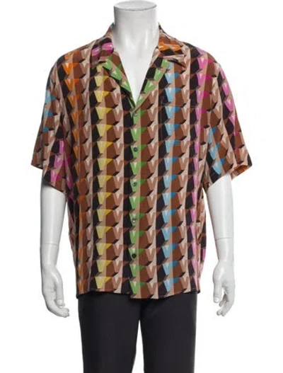 Pre-owned Valentino Silk Printed Shirt In Brown