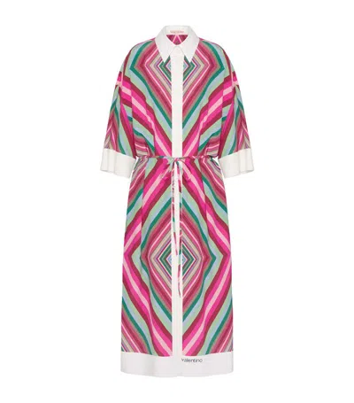 Valentino Graphic-print Silk Shirtdress In Pink