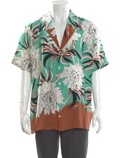Pre-owned Valentino Silk Printed Shirt In Green