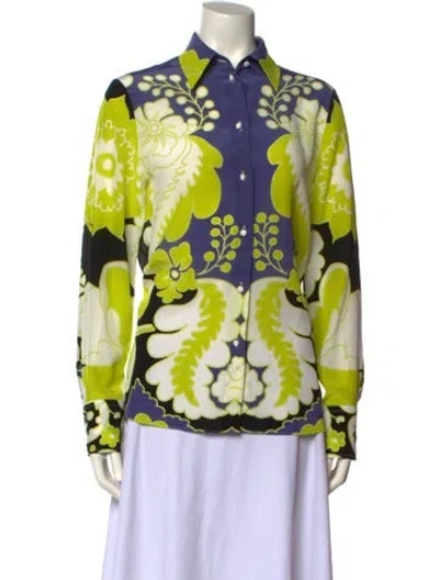 Pre-owned Valentino Silk Printed Sweater In Green