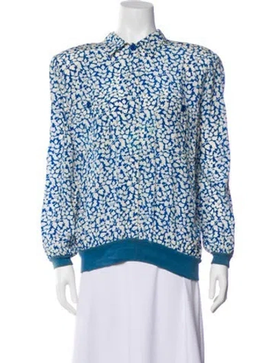 Pre-owned Valentino Silk Printed Sweatshirt In Blue