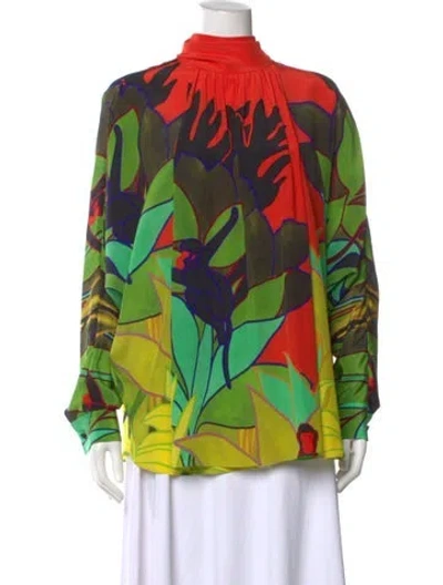 Pre-owned Valentino Silk Printed Top In Red