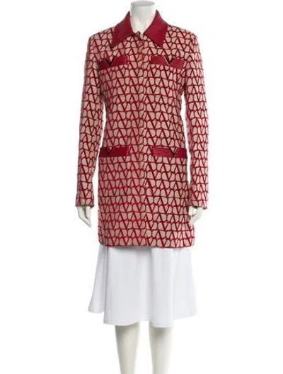 Pre-owned Valentino Silk Printed Trench Coat In Red