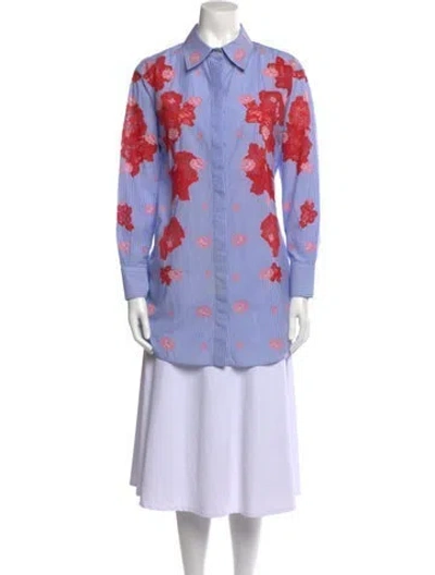 Pre-owned Valentino Silk Printed Tunic In Blue