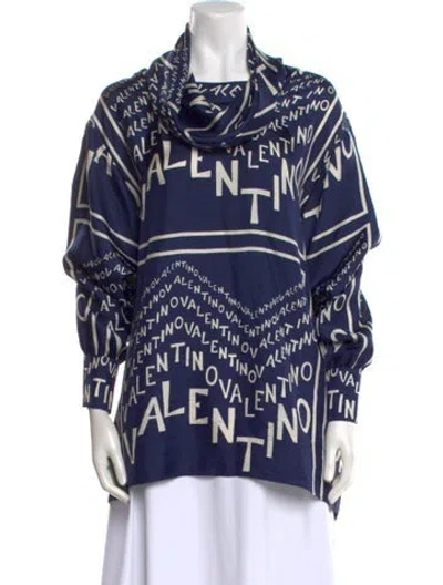 Pre-owned Valentino Silk Printed Tunic In Blue