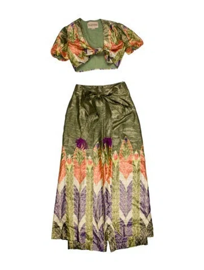 Pre-owned Valentino Silk Printed Tunic In Green