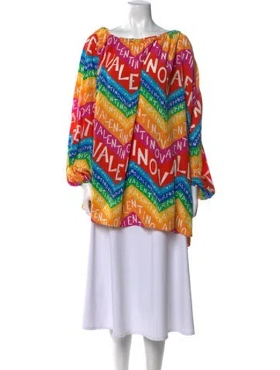Pre-owned Valentino Silk Printed Tunic In Orange