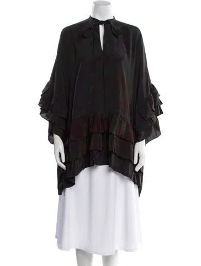 Pre-owned Valentino Silk Printed Tunic W/ Tags In Green