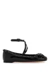 Valentino Silk Rockstud Ballet Flats In Black