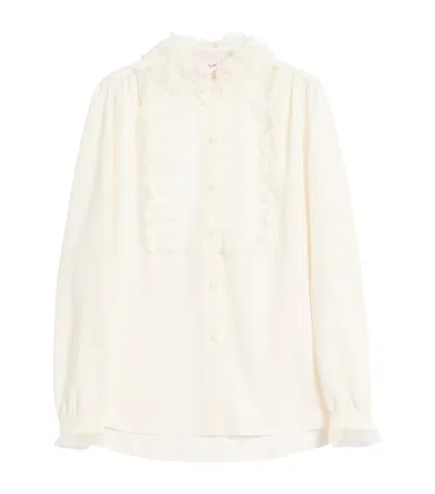 VALENTINO SILK RUFFLE-DETAIL BLOUSE