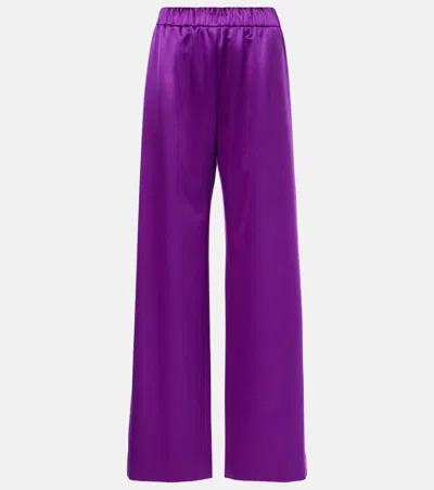 Valentino Silk Satin Wide-leg Pants In Purple